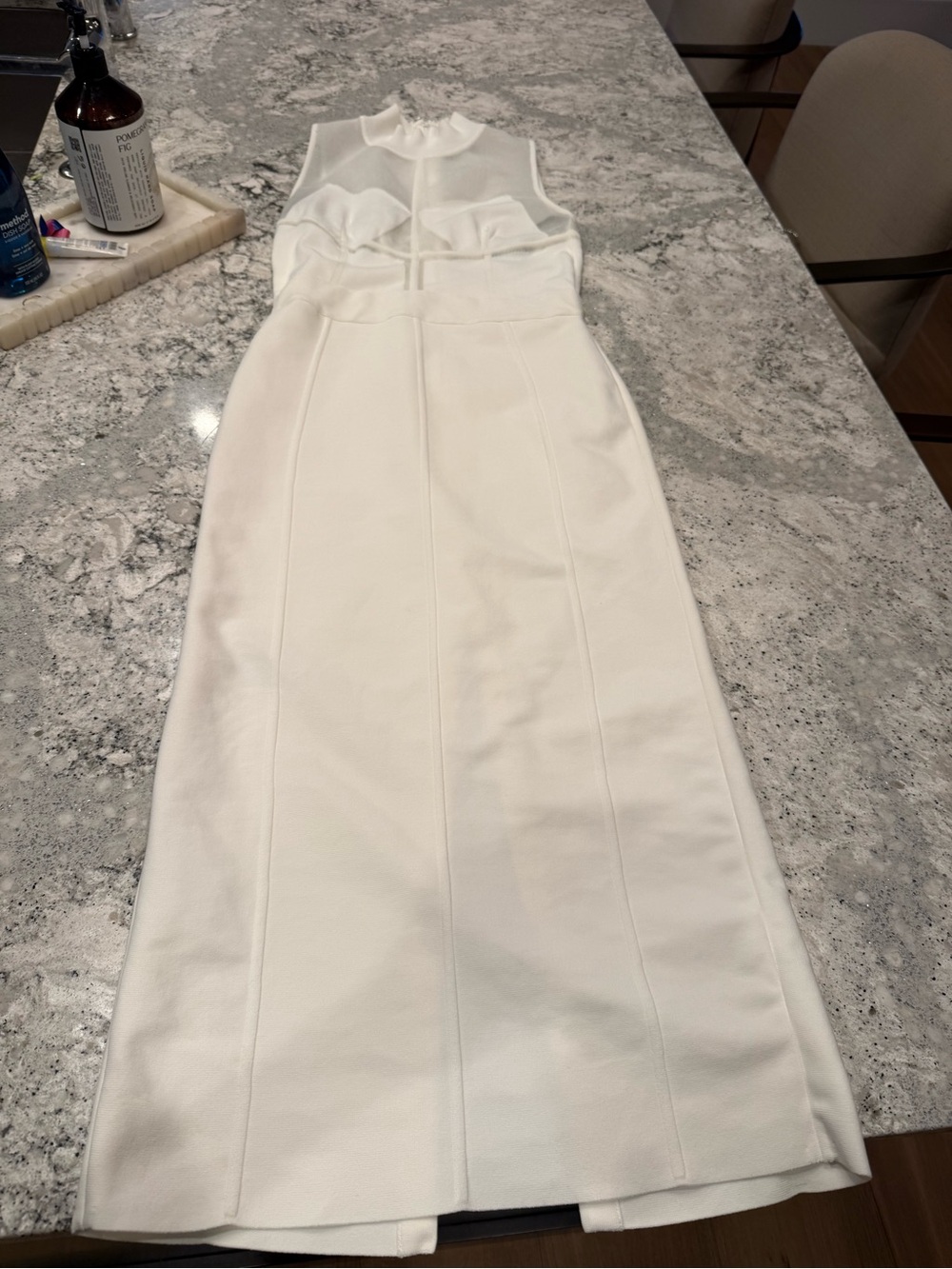 Herve Leger White Sleeveless High-Neck midi Dress small